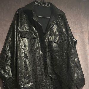 Oversized Faux Leather Shacket